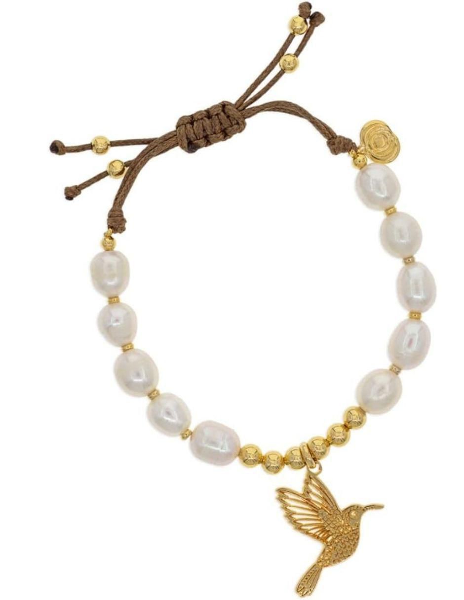 Brazalete con perla Colibrí