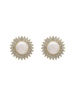 Broqueles circulares con acabado pavé perla Broqueles circulares con acabado pavé perla