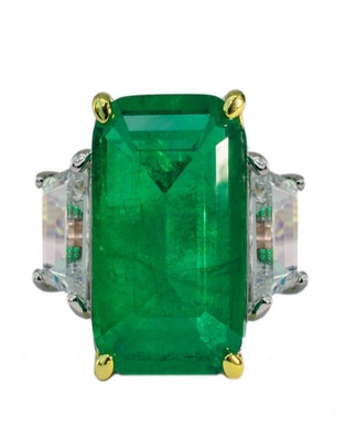 Anillo P 925 de plata esmeralda brillante