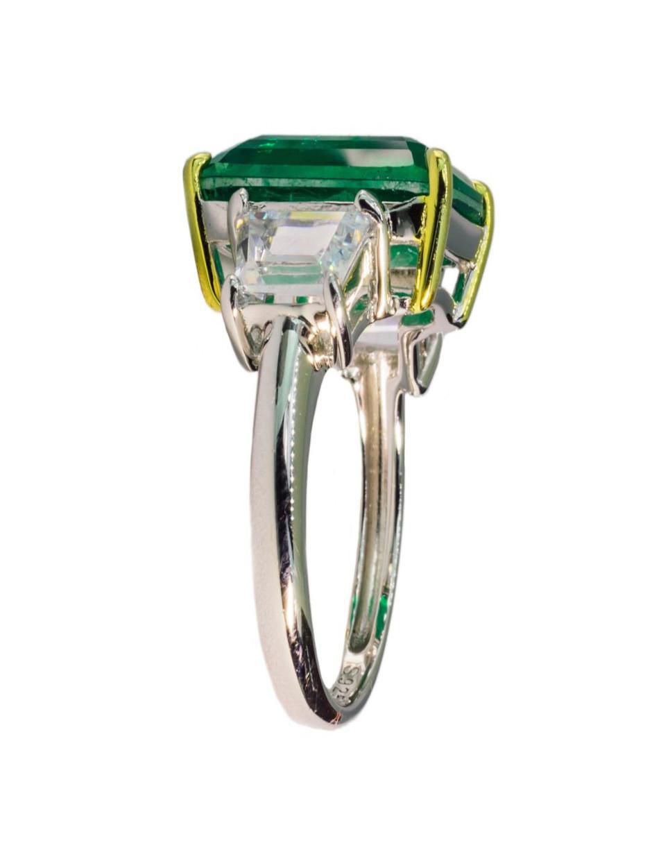Anillo P 925 de plata esmeralda brillante