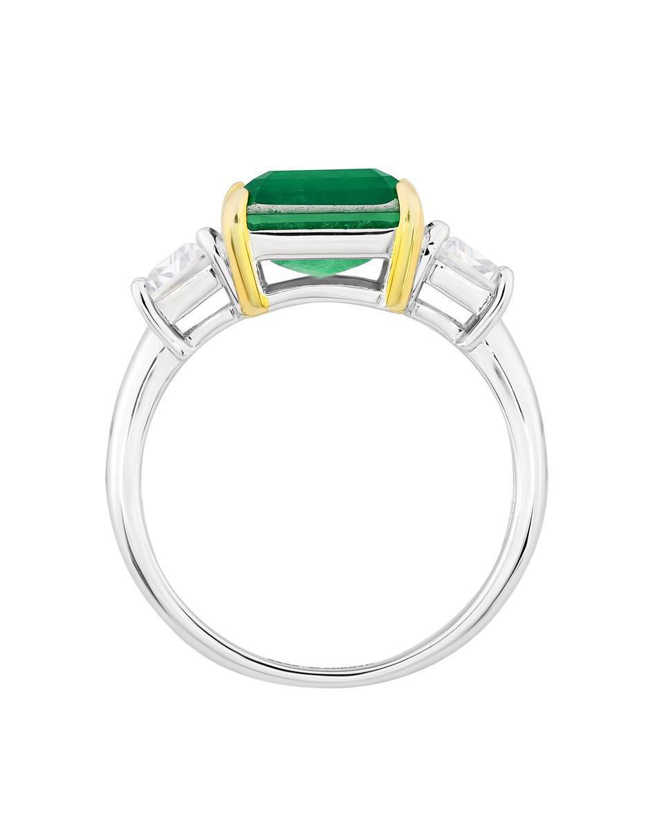 Anillo P 925 de plata esmeralda brillante
