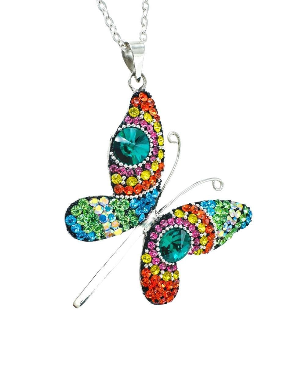 Aretes y collar de mariposa Zvezda de plata p 925 cristal 2