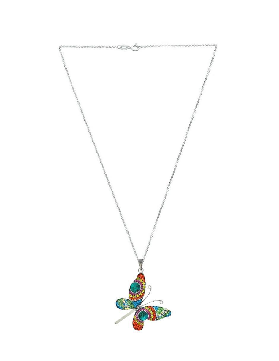 Aretes y collar de mariposa Zvezda de plata p 925 cristal 4