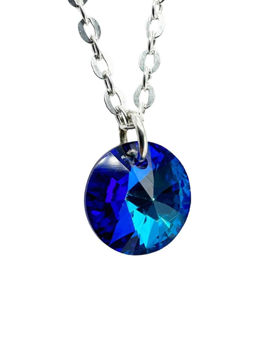 Aretes y collar redondo Xilion de plata p 925 cristal 2