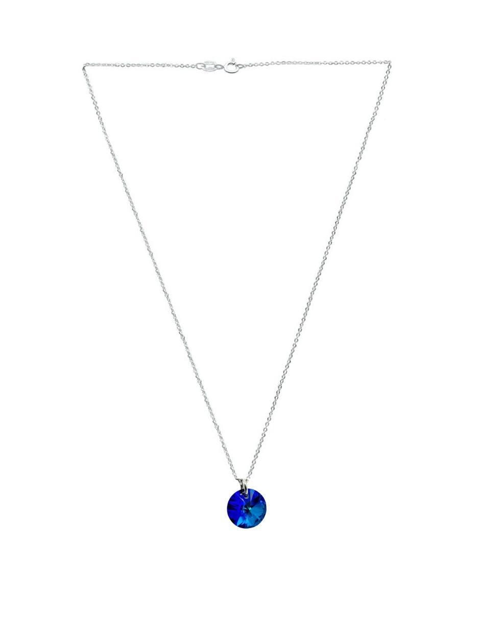 Aretes y collar redondo Xilion de plata p 925 cristal 5