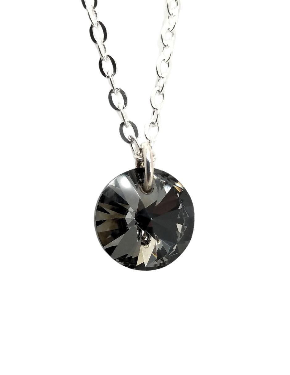 Aretes y collar redondo Xilion de plata p 925 cristal 2