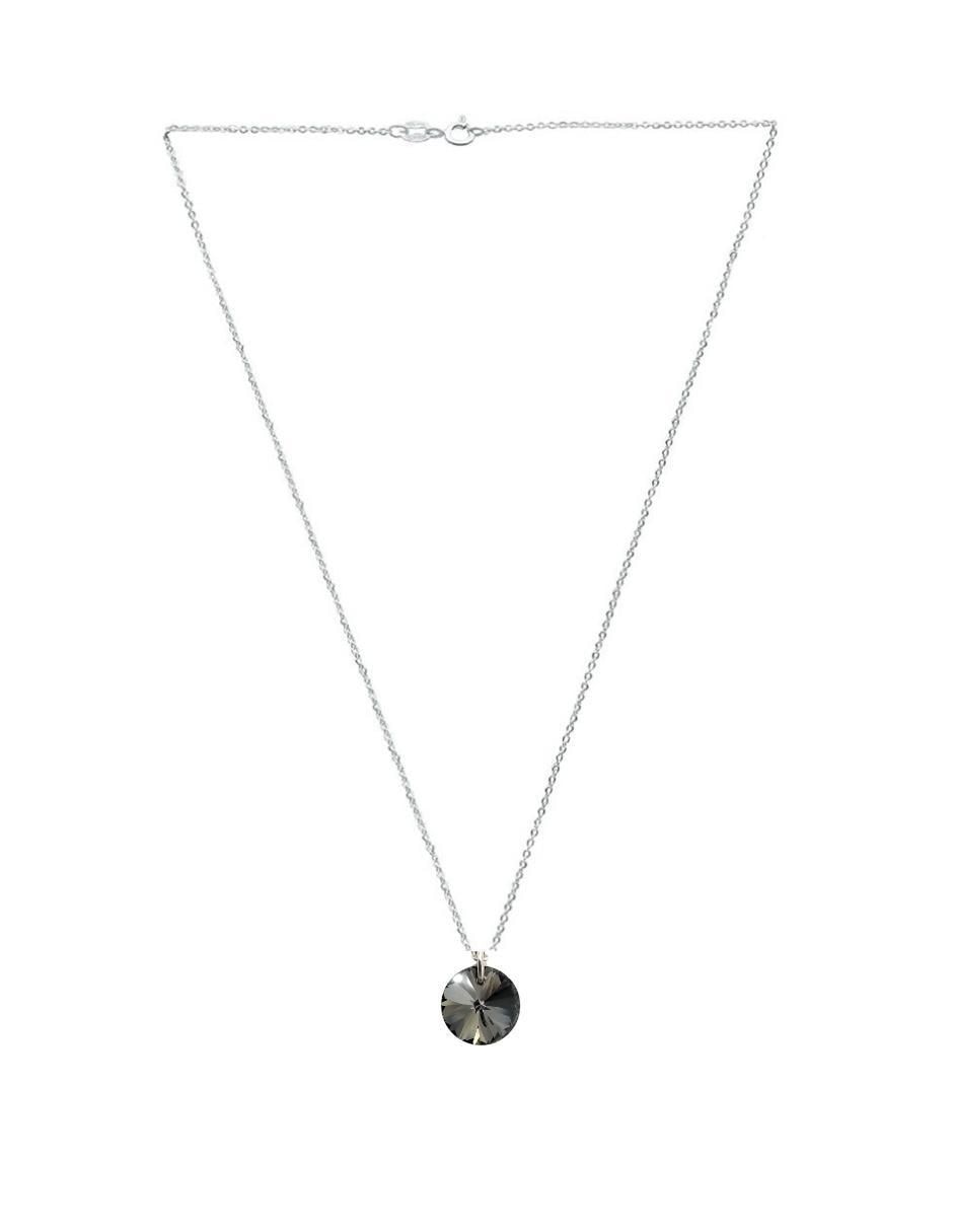 Aretes y collar redondo Xilion de plata p 925 cristal 4