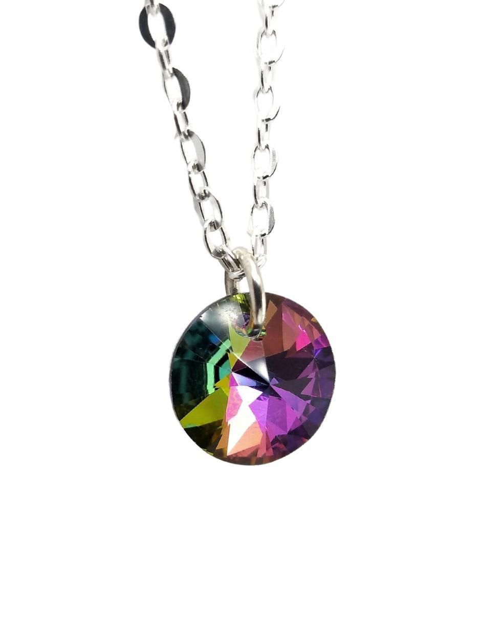Aretes y collar redondo Xilion de plata p 925 cristal 2