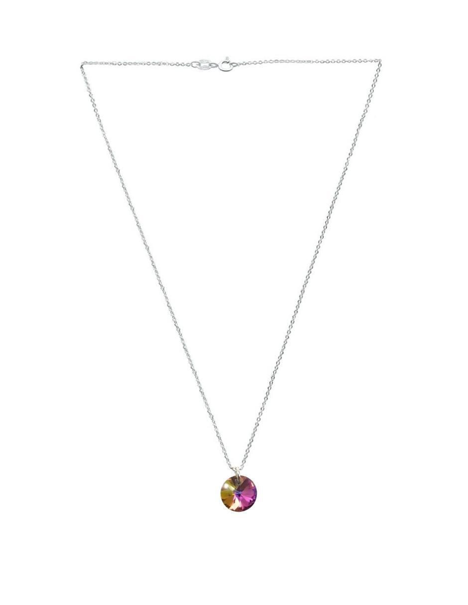 Aretes y collar redondo Xilion de plata p 925 cristal 4