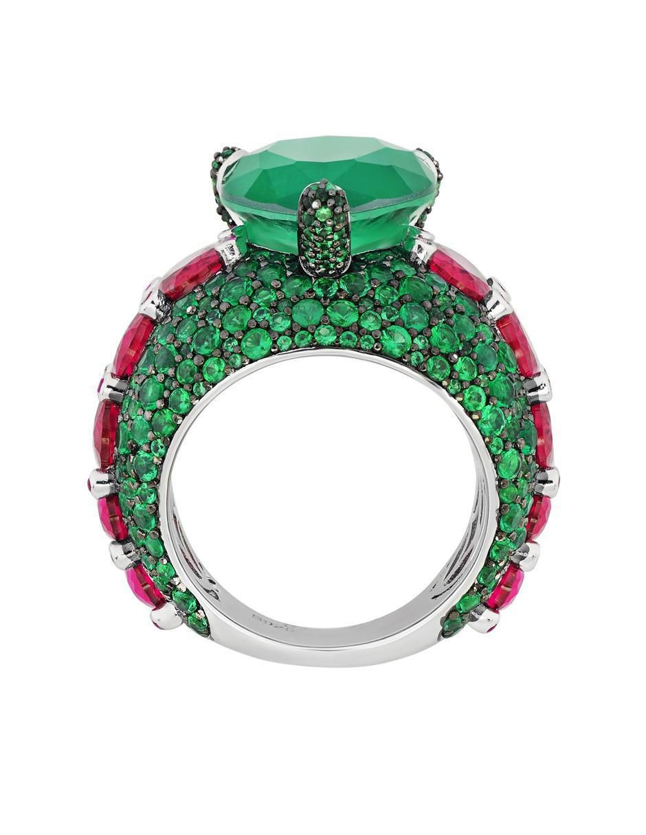 Anillo P 925 de plata esmeralda brillante
