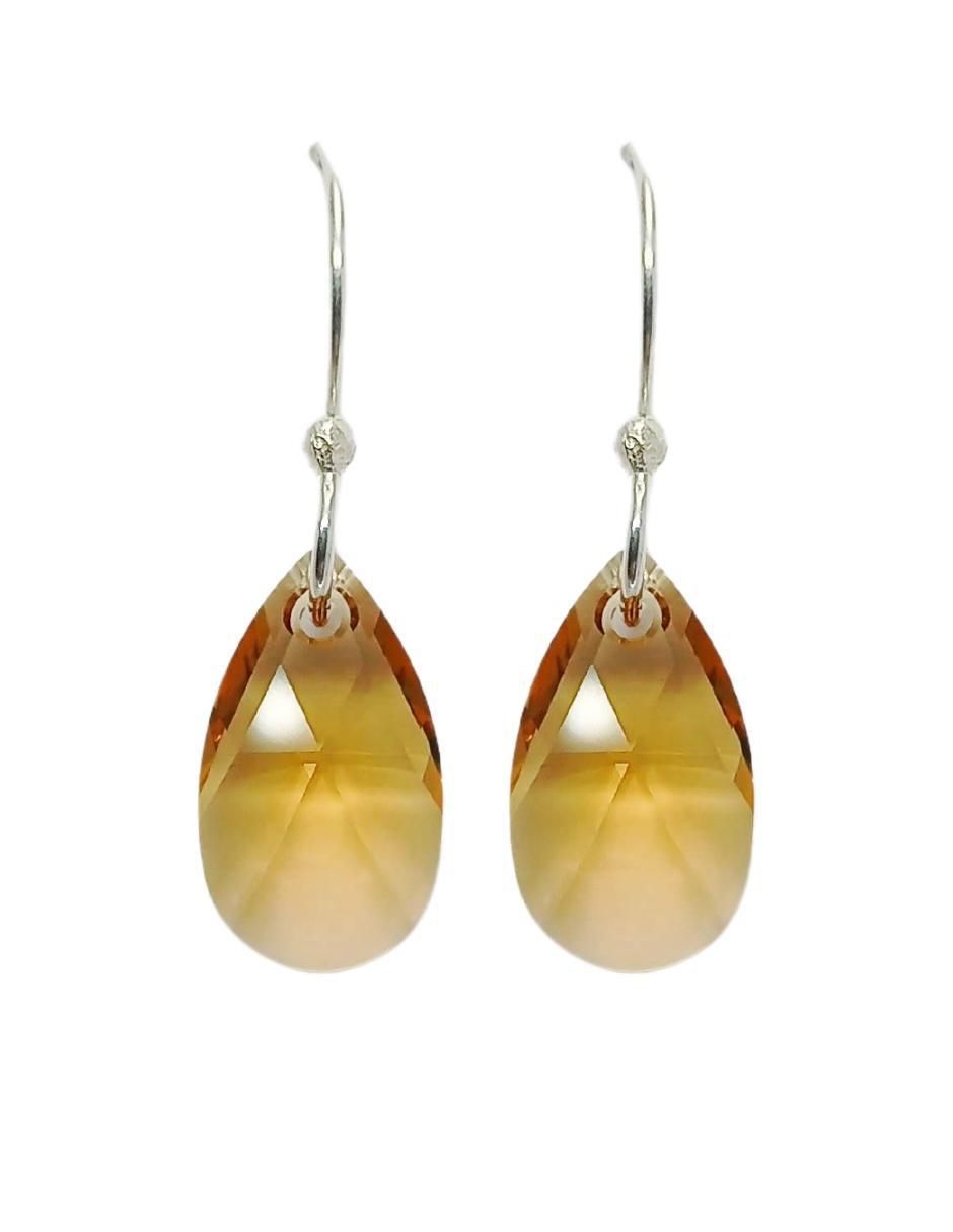 Aretes y collar de gota Leaves de plata p 925 cristal 5