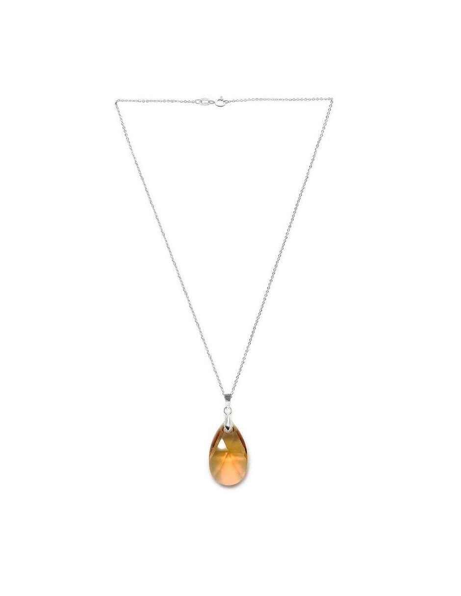 Aretes y collar de gota Leaves de plata p 925 cristal 6