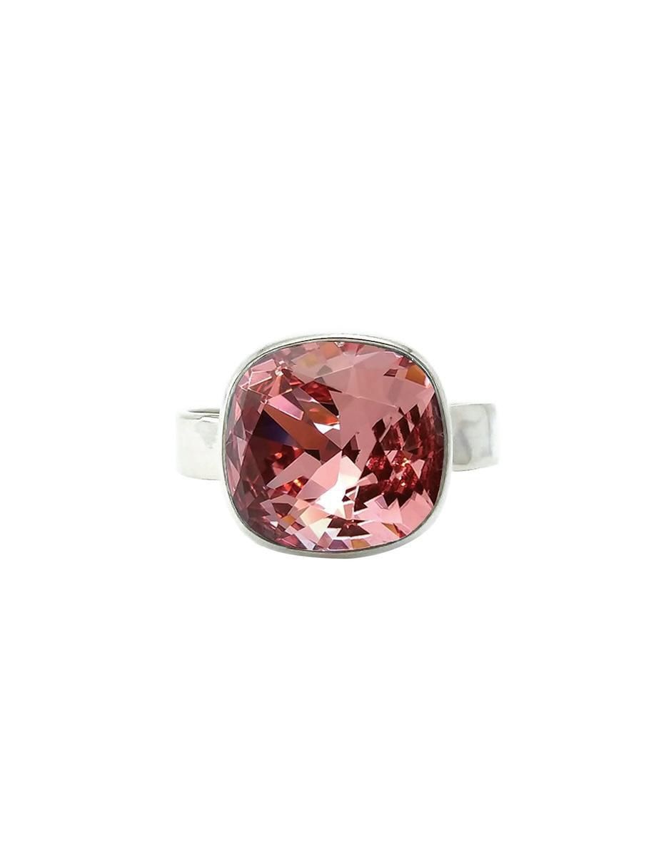 Anillo cuadrada Cushion P 925 de plata cristal
