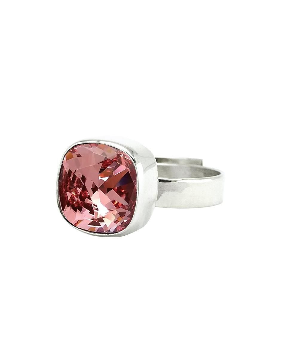 Anillo cuadrada Cushion P 925 de plata cristal