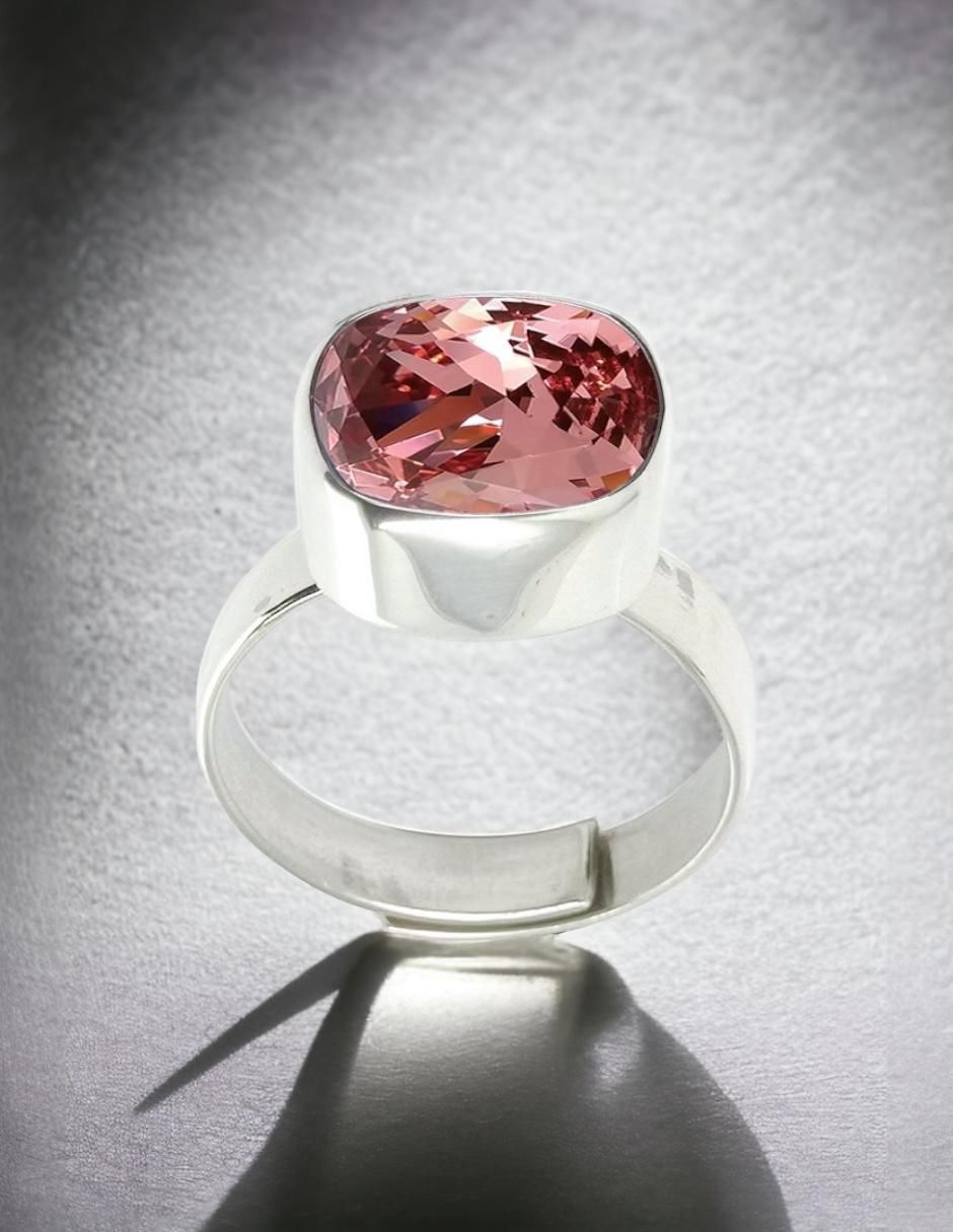 Anillo cuadrada Cushion P 925 de plata cristal