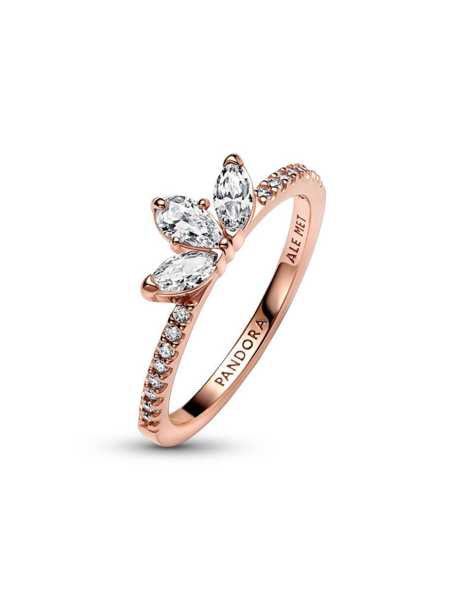 Anillo redondo Timeless de plata P 925 zirconia cúbica con acabado baño de oro rosa 2