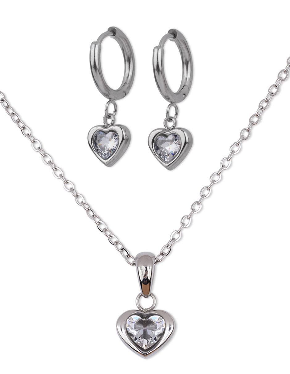 Aretes y collar de corazón Dalia zirconia cúbica 1