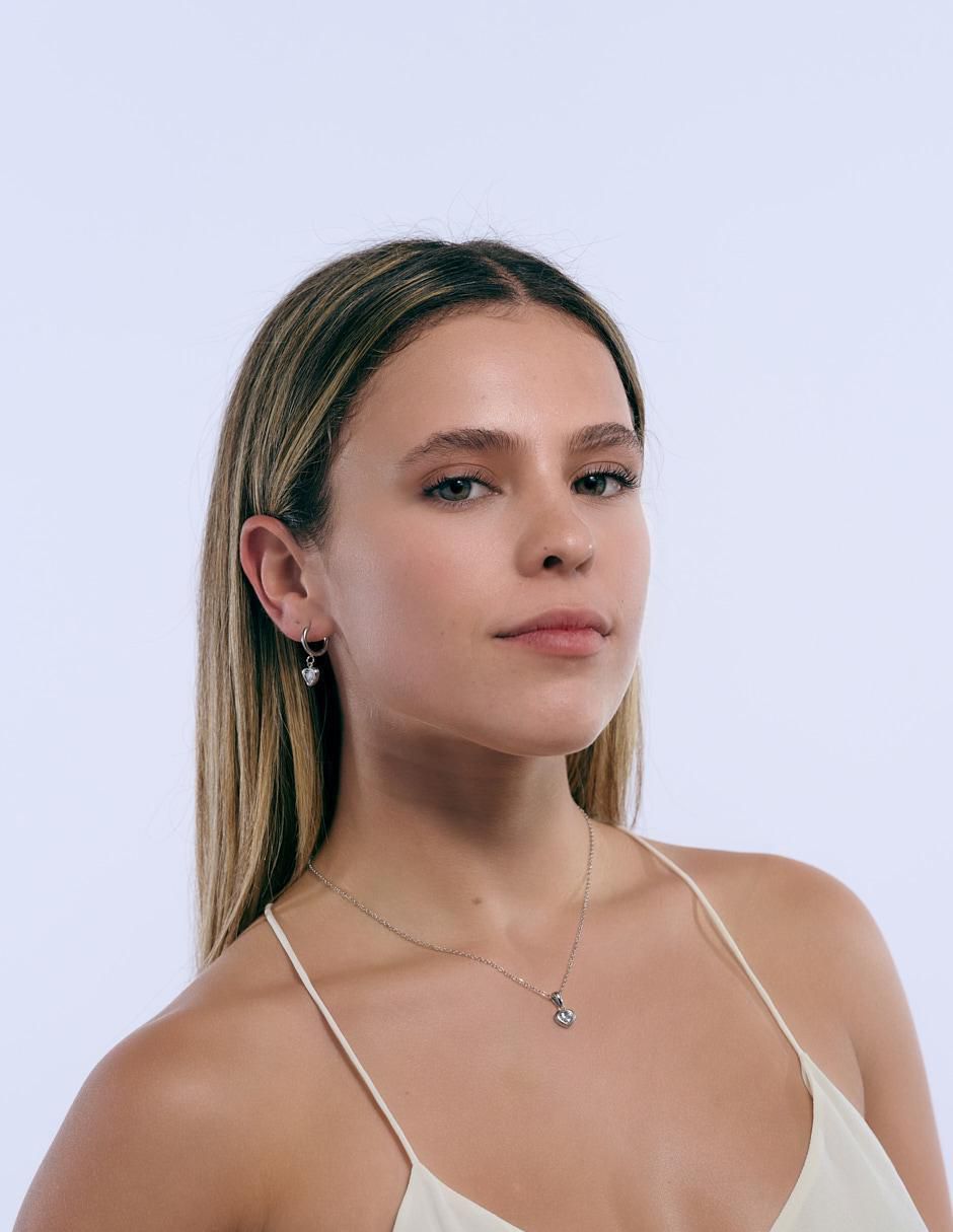 Aretes y collar de corazón Dalia zirconia cúbica 3