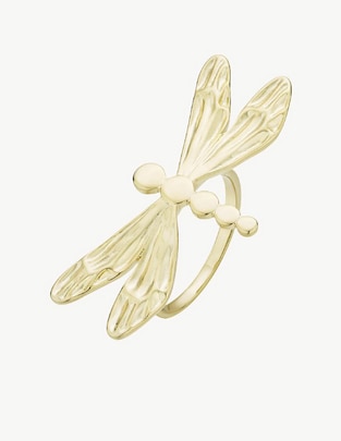 Anillo de libélula Dragonfly Chica 18 k brillante