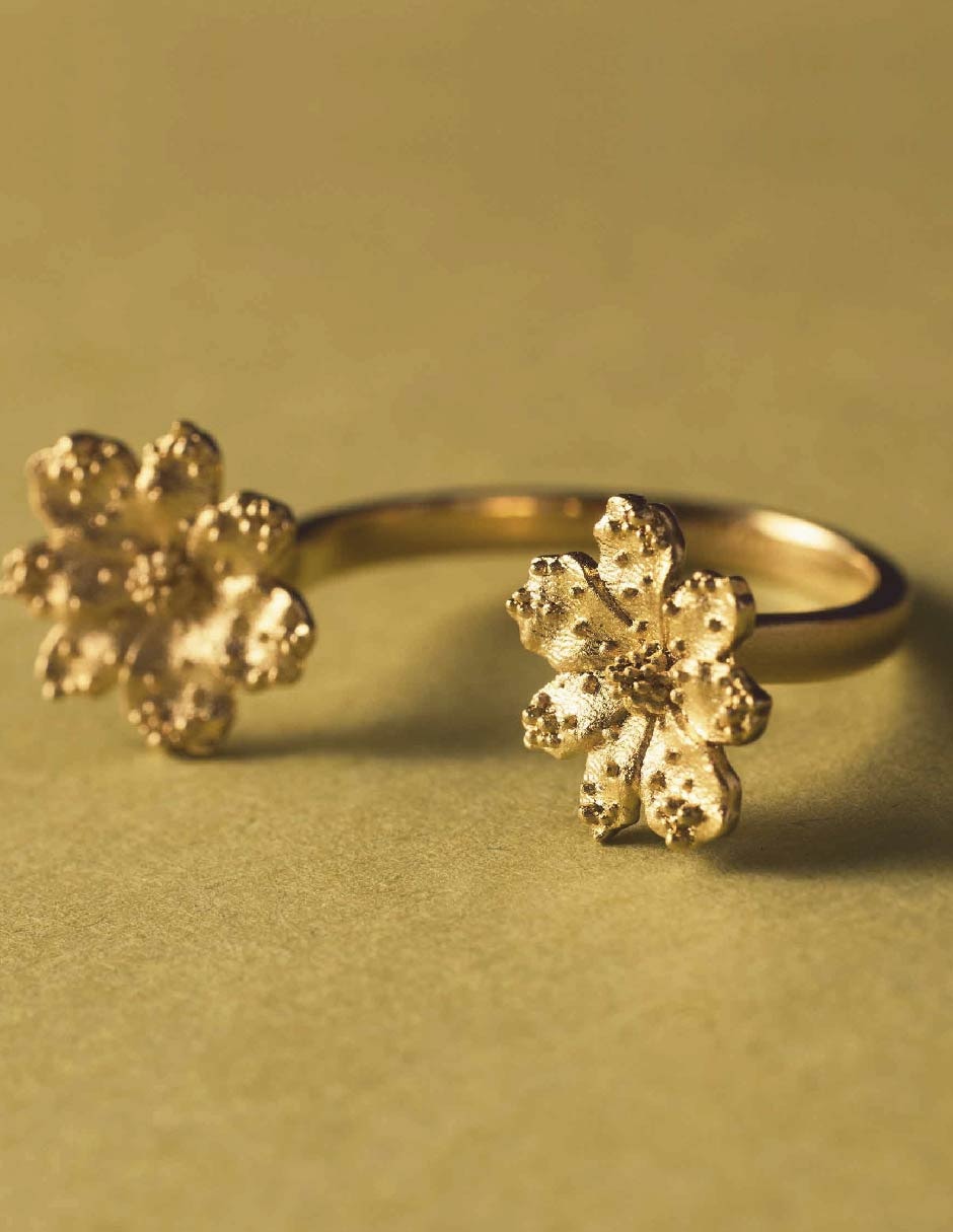 Anillo de flor Zinia Chica brillante