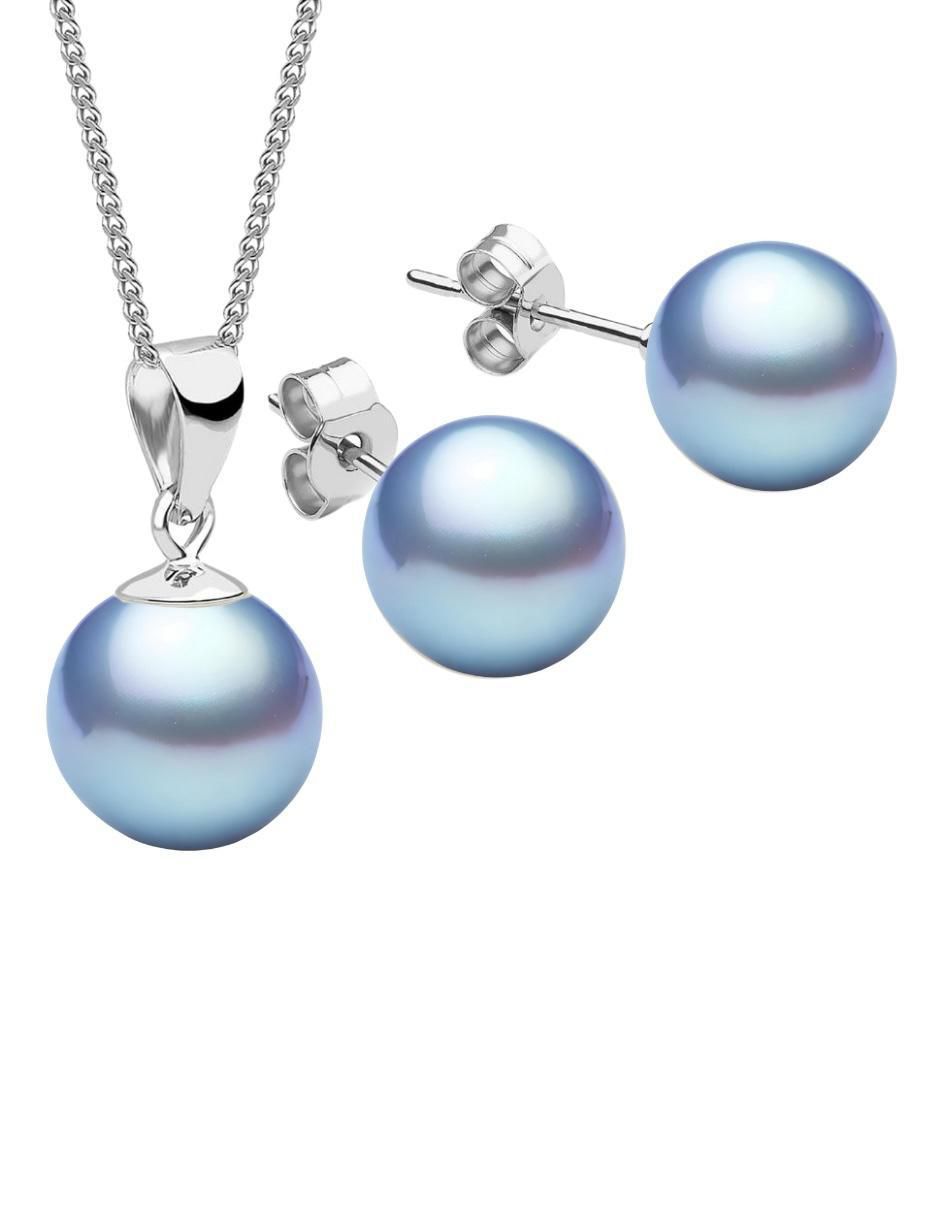 Aretes y collar circular Pearls de plata p 925 cristal