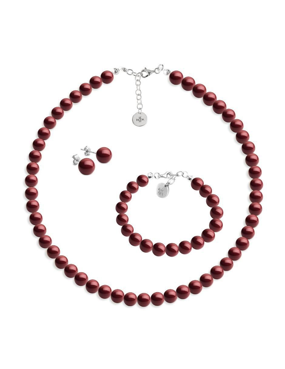 Aretes, collar y pulsera circular Pearls de plata p 925 cristal 1