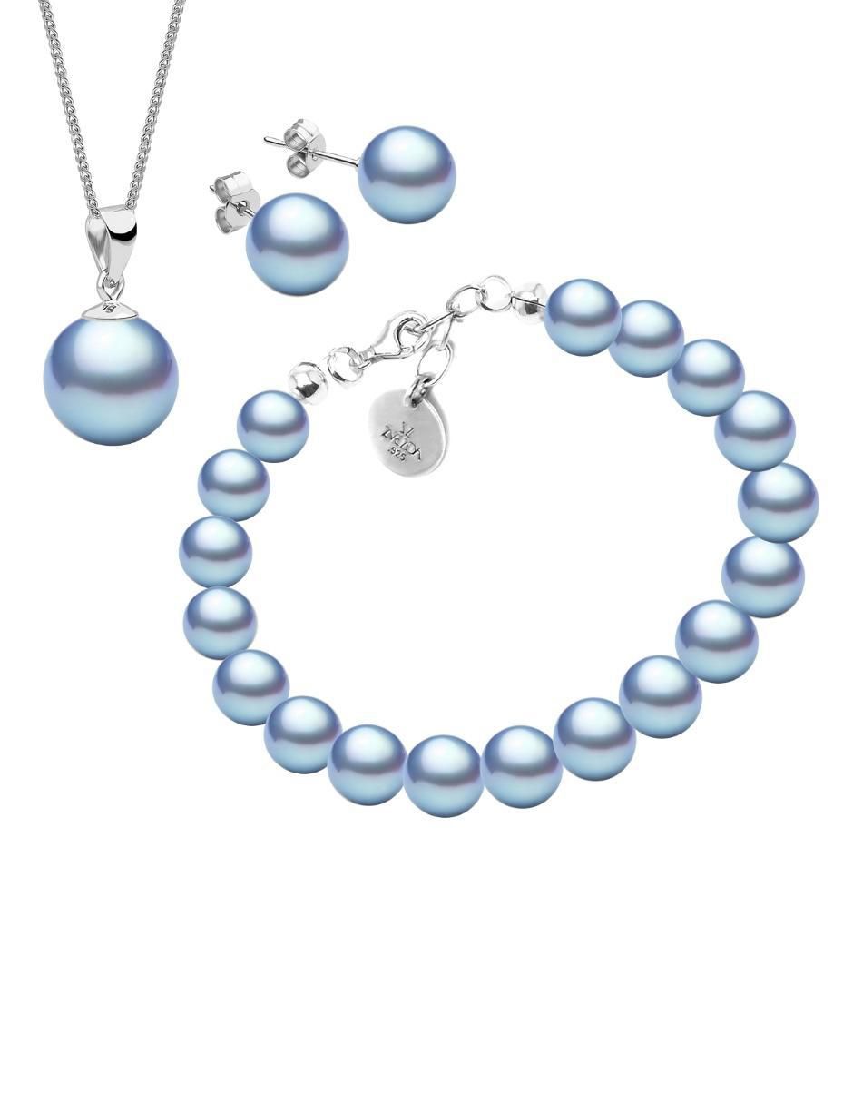 Aretes, collar y pulsera de circular Pearls de plata P 925 cristal