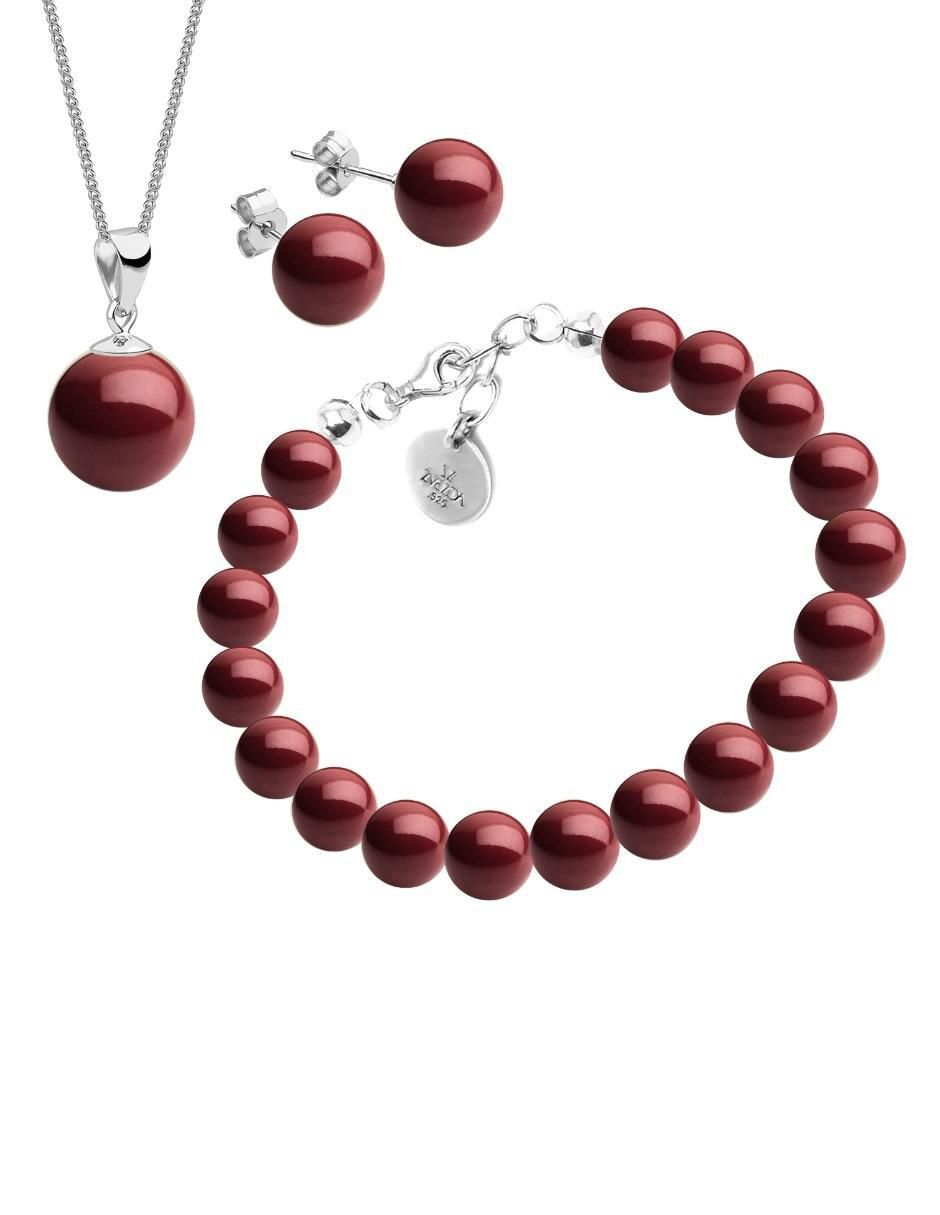 Aretes, collar y pulsera de circular Pearls de plata P 925 cristal 1