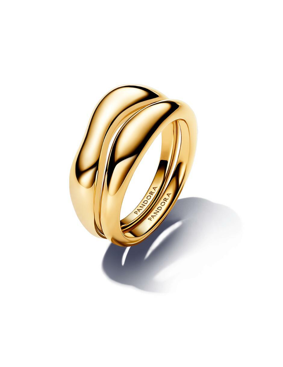 Anillo redondo Essence de plata P 925 con acabado baño de oro 3