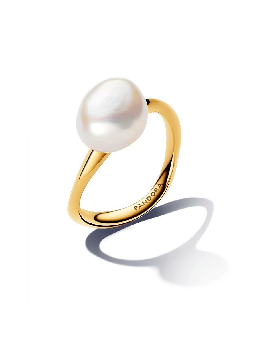 Anillo redondo Essence de plata P 925 perla con acabado baño de oro