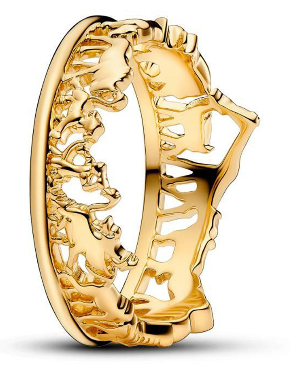 Anillo redondo Disney X de plata P 925 con acabado baño de oro 2