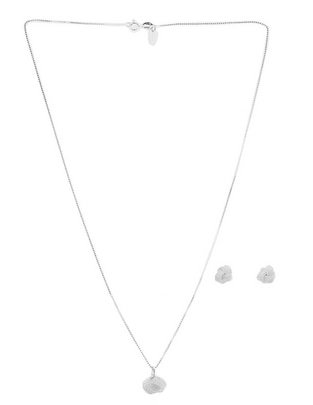 Aretes y collar redondo de plata p 925 Aretes y collar redondo de plata p 925
