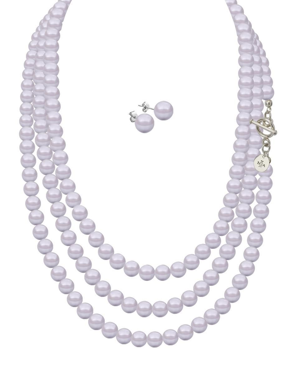 Aretes y collar de circular Pearls de plata P 925 cristal 1