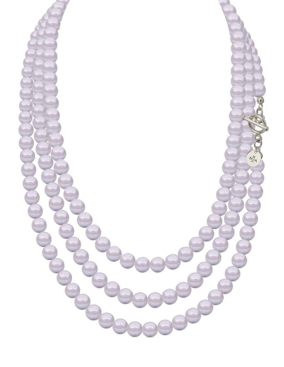 Aretes y collar de circular Pearls de plata P 925 cristal 2