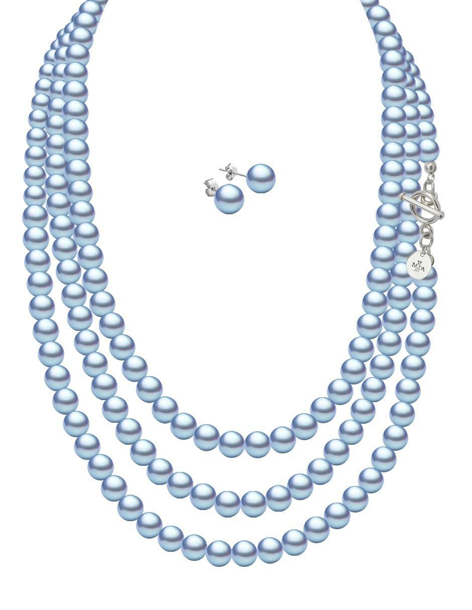 Aretes y collar de circular Pearls de plata P 925 cristal