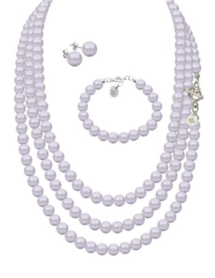 Aretes, collar y pulsera de circular Pearls de plata P 925 cristal 1