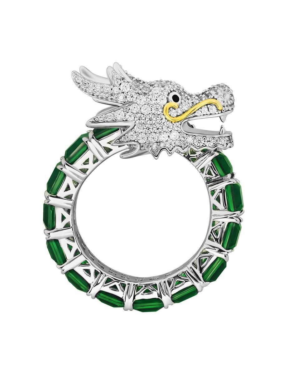 Anillo P 925 de plata esmeralda brillante 5