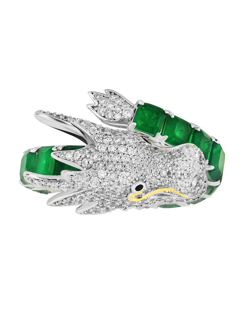 Anillo P 925 de plata esmeralda brillante
