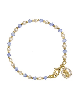 Pulsera con perla de cristal acabado brillante