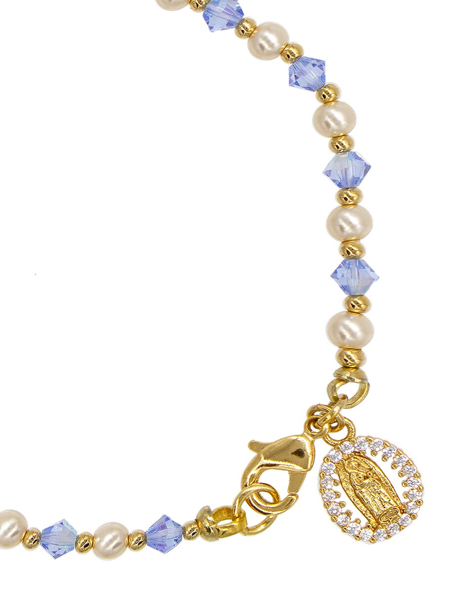 Pulsera con perla de cristal acabado brillante 2