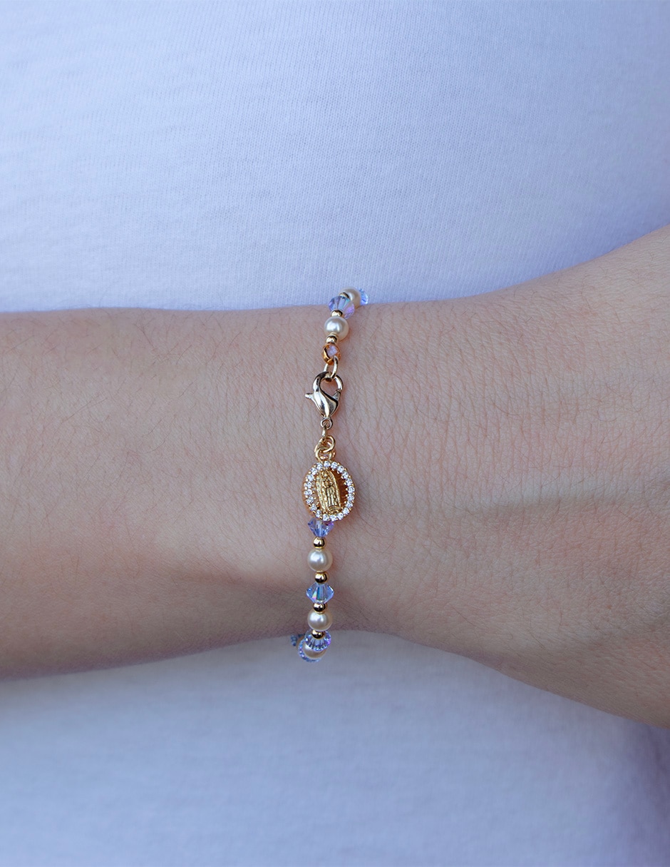 Pulsera con perla de cristal acabado brillante 3