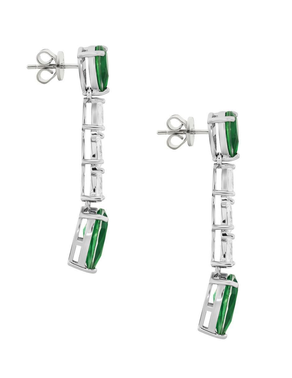 Aretes de gota de plata P 925 con acabado plateado esmeralda 3