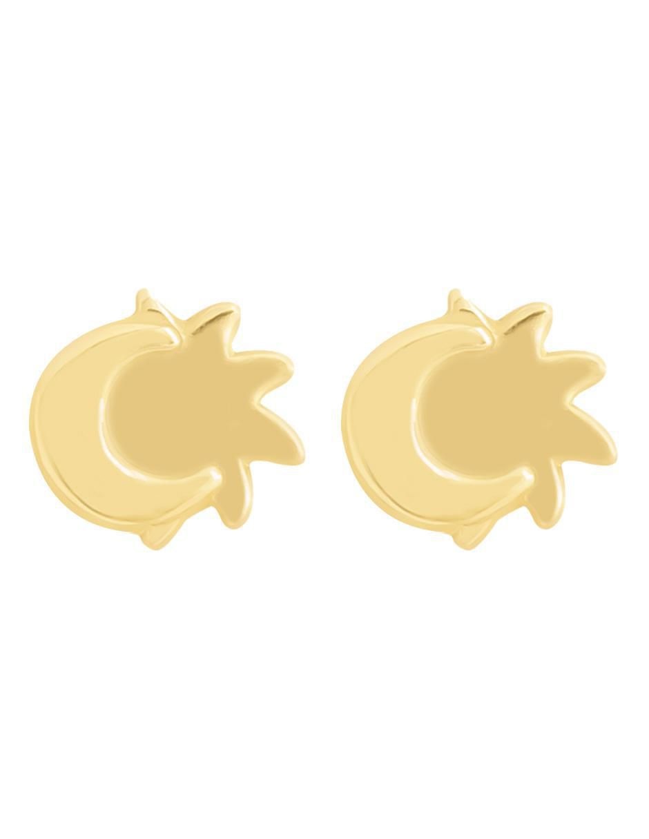 Broqueles de luna de oro amarillo con acabado brillante