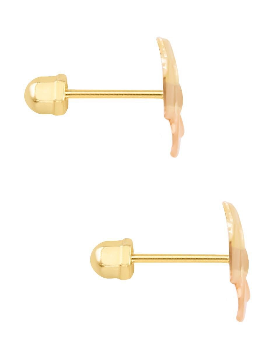 Broqueles de flor de oro con acabado brillante