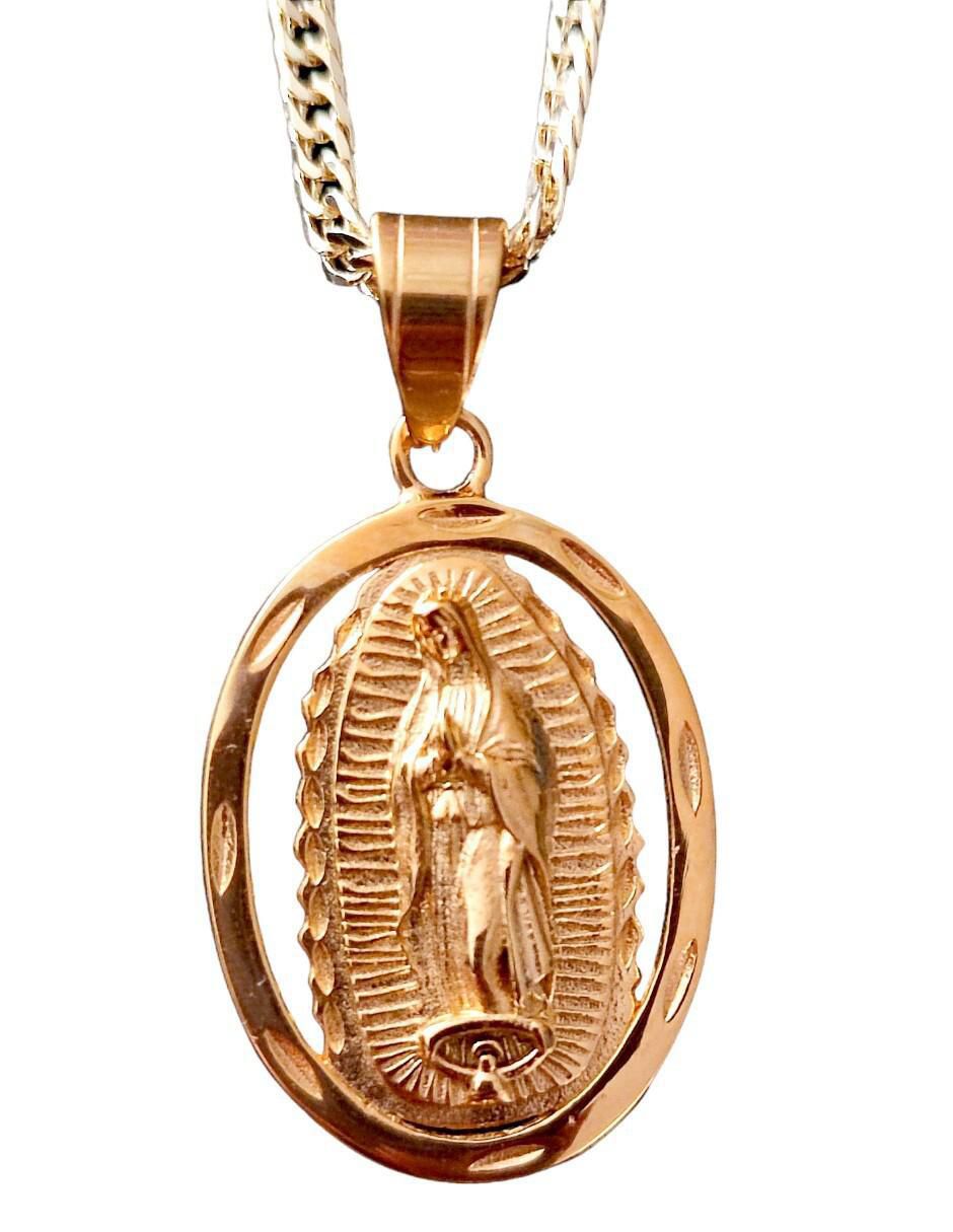 Collar con dije Virgen de Guadalupe 18 K