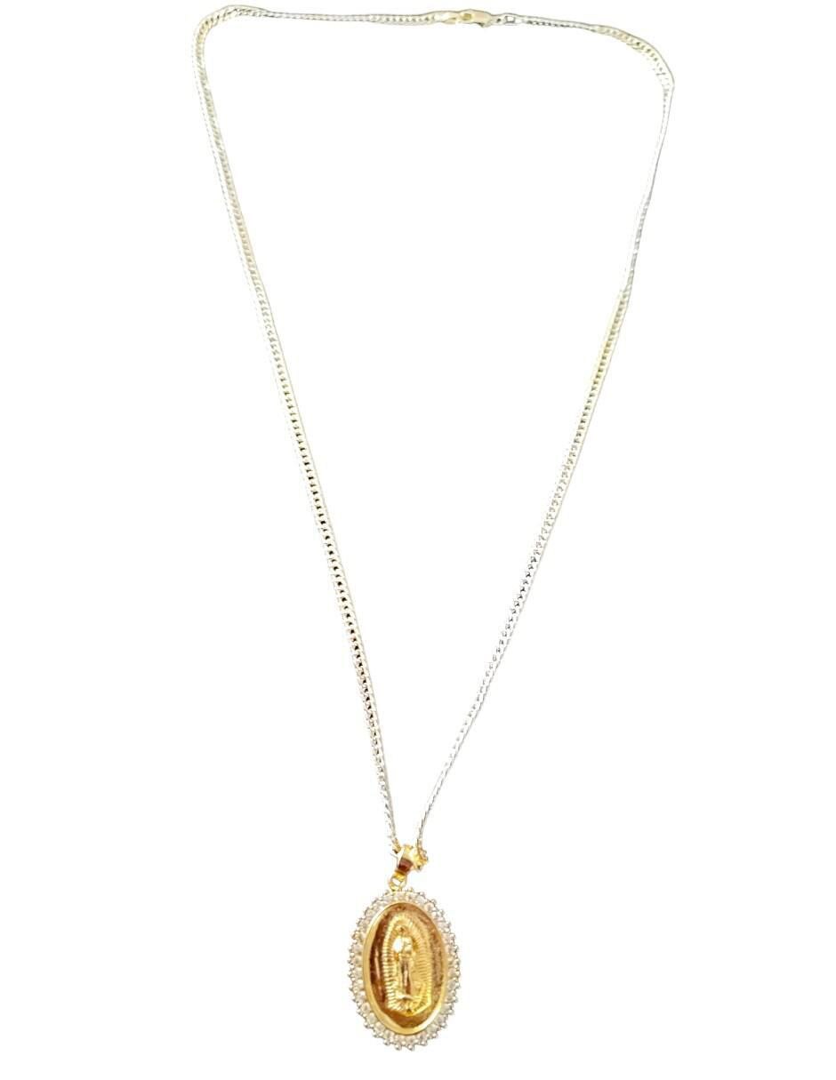 Collar con dije Virgen de Guadalupe ovalado 18 K 3