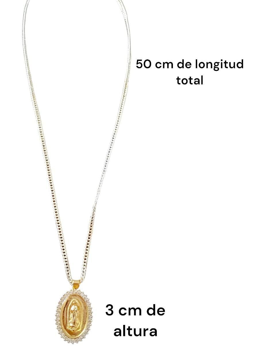 Collar con dije Virgen de Guadalupe ovalado 18 K 2