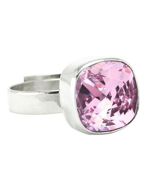 Anillo cuadrada Cushion P 925 de plata cristal brillante Anillo cuadrada Cushion P 925 de plata cristal brillante
