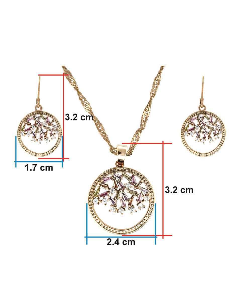 Aretes y collar circular Horoz zirconia 5