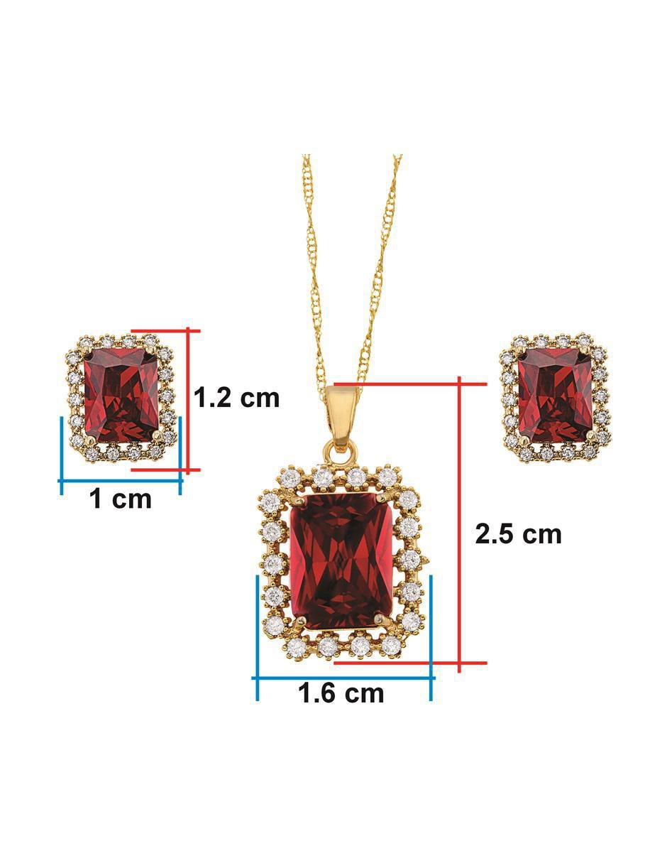 Aretes y collar rectangular Horoz zirconia 5